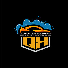 Poster - QX initial monogram for carwash with car clean image design vector