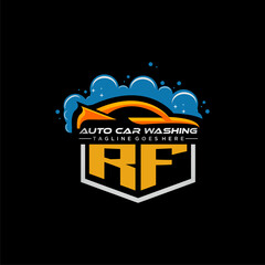 Poster - RF initial monogram for carwash with car clean image design vector