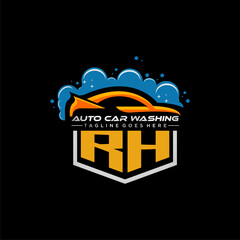 Poster - RH initial monogram for carwash with car clean image design vector