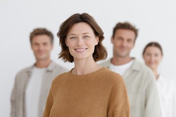 Poster - diverse group of people different races and ages enjoys karaoke background softly blurred