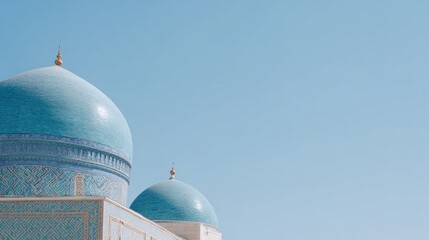 Poster - capture minimalistic scene showcasing traditional architecture of uzbek mosque or madrasa