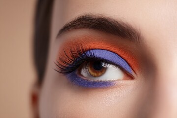 Poster - close-up of eye with bold eyeshadow highlighting contemporary makeup trends featuring minimalistic d