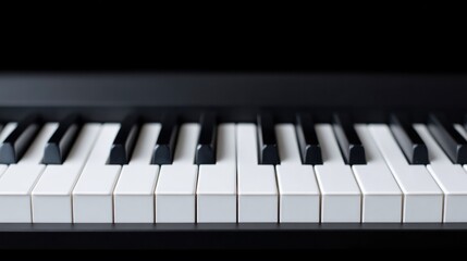 Poster - minimalistic close-up of organ keyboard with contrasting black and white keys in serene setting