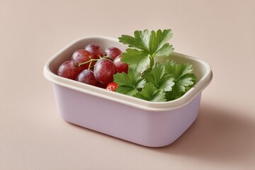 Poster - top-down view of bright colorful children meal presented on clean solid pastel background 70 ample c