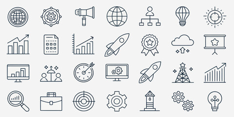  SEO Vector Icon Set — Adjustable Line Weight Design Collection