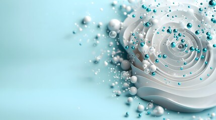 Poster - A captivating abstract composition featuring a mesmerizing spiral motion with translucent turquoise and white fluid shapes creating a futuristic and serene visual effect