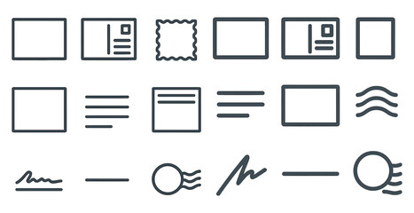 Poster - Postal services line icons set – outline, mail, delivery and correspondence symbols
