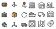© Влада Яковенко - Warehouse and logistics icons set – outline, linear, shipping and delivery symbols