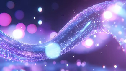 Poster - Abstract Wavy Background with Glowing Purple Lights and Bokeh Effects Creates a Dynamic and Modern Design
