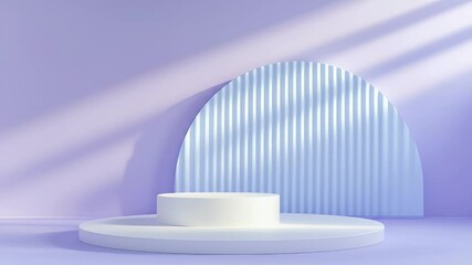 Poster - Lilac Product Podium with Geometric Arch and Shadow Effect on Studio Background for a Minimalist Presentation Display