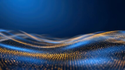 Aufkleber - Abstract Golden Wave on Dark Blue Background with Dynamic Light and Elegant Texture for Modern Presentation and Digital Design