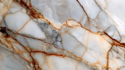 Poster - Detailed close up of the elegant and sophisticated natural texture of Calacatta Gold marble featuring prominent mineral veins in shades of gray gold and rusty orange