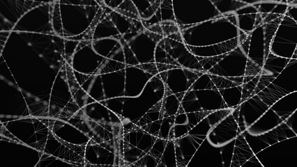 Fototapete - Abstract background with connecting dots and lines. Neural connections. Network connection structure. Weave effect. 3D Abstract illustration.