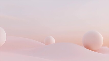 Aufkleber - Abstract Pink Sand Dunes with Soft Pastel Spheres Under Gentle Sunset Lighting Ideal for Backgrounds and Modern Minimalist Art Creations