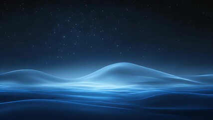 Poster - Abstract Dark Blue Background with Shining Stars and Luminous Waves Elegant Futuristic Design for Modern Digital Art or Cosmic Galaxy Presentation