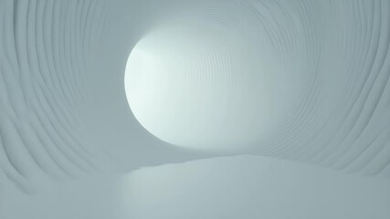Poster - abstract white tunnel with smooth curves architecture structure modern geometric interior design per