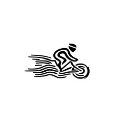 Poster - Cyclist riding bicycle with dynamic motion lines effect