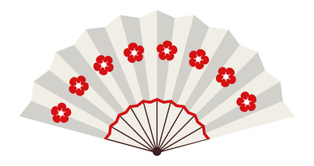 Poster - Japanese fan adorned with a striking red floral pattern, representing cultural heritage and elegance, infusing traditional aesthetics into any setting while providing a cooling touch