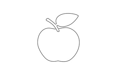 Fototapete - Apple - one line drawing. Continuous line fruit. Hand-drawn minimalist,  isolated on the white background. Vector illustration.