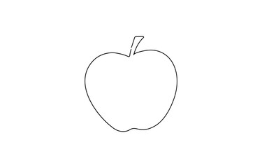 Fototapete - Apple - one line drawing. Continuous line fruit. Hand-drawn minimalist,  isolated on the white background. Vector illustration.
