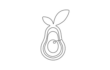 Fototapete - Avocado one line icon. One line drawing background. Continuous line drawing of avocado. Vector illustration. Avocado linear icon, Continuous line drawing of avocado, continuous line of avocado fruit.