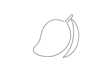 Fototapete - Continuous one line drawing of mango fruit with leaf. Mango fruit hand drawn single line art  Mango fruit hand drawn single line art.