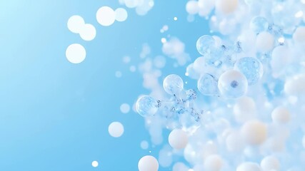 Poster - Abstract Background of White and Light Blue Spheres with a Shiny and Sparkle Effect Creating a Soft and Bright Winter Holiday Atmosphere