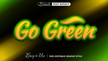 Poster - go green 3d logo template editable text effect style