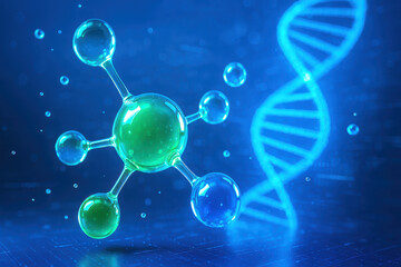 Poster - Innovative scientific research explores molecular structures and genetic coding driving advancements in biotechnology and data analysis
