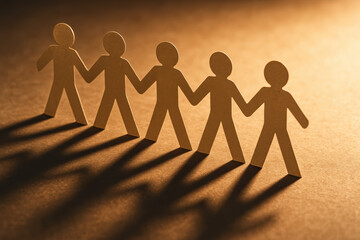 Poster - A unified chain paper figures symbolizes collaboration and connection reflecting teamwork and shared purpose in business