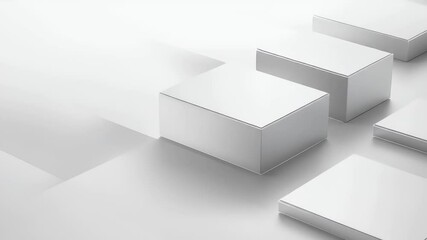 Poster - Abstract White Cubes Geometric Pattern Minimalist Design Architecture Block Construction Monochrome Surface Simple Structure And Modern Style