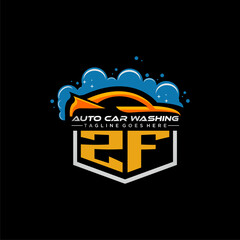 Poster - ZF initial monogram for carwash with car clean image design vector