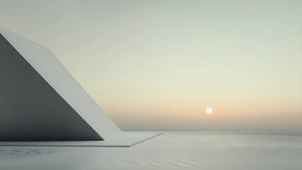 Poster - Minimalist Pyramid Structures in Soft Light Against Gradient Sky Background for Architectural Visualization and Abstract Design Presentation