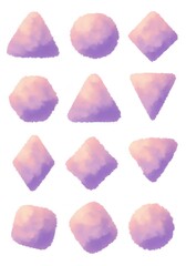 Poster - Soft Pastel Geometric Clouds Clipart - Dreamy, soft, floating geometric shapes in lavender and peach tones. Symbolizes serenity, dreams, imagination, tranquility, and gentleness