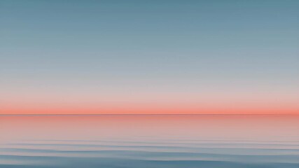Poster - Minimalist Ocean Sunset with Gradient Sky Light Blue to Light Peach and a Vertical Light Streak in a Dreamy Atmospheric Perspective