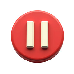 Poster - Close up of a red pause button with two white vertical lines on it isolated on transparent background