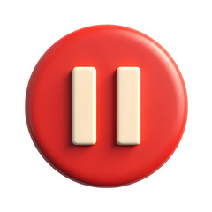 Leinwandbilder - A red circular pause button with two white vertical rectangles on it isolated on transparent background