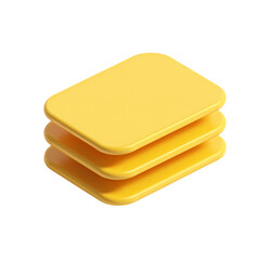 Poster - A stack of three yellow rounded square shapes isolated on transparent background