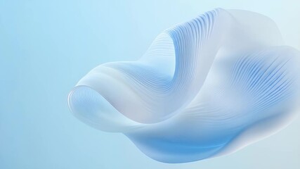 Aufkleber - Abstract 3D Shape with Intersecting White and Pale Blue Curved Lines on Light Blue Gradient Background Creating a Modern Digital Art Piece