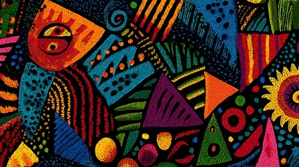 Leinwandbilder - Patterned background with colorful african style, background, ai digital illustration