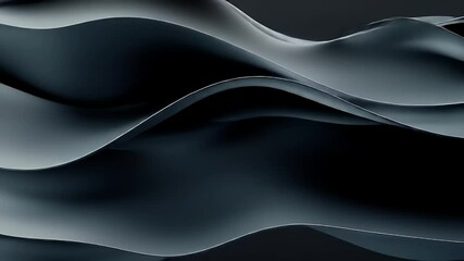 Poster - Abstract Monochrome Waves with Smooth Gradients and Dynamic Motion Curves in Gray Background for Modern Artistic Presentation