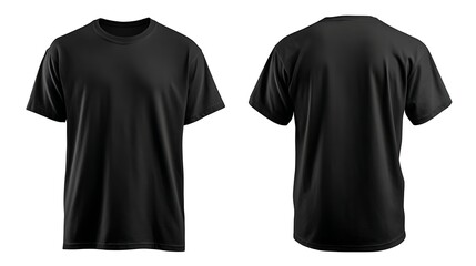 Aufkleber - T-shirt mockup, black blank t-shirt front and back views isolated