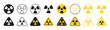 © Icon Atelier - Radiation icon set. Radioactive threat alert icons. Hazard danger sign,  nuclear Radiation chemical biological icon set, Toxic sign, Biohazard symbol, Vector illustration .