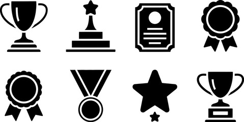 Fototapete - Vector awards achievement success recognition champion prize winner trophy medal certificate 100 px editable stock vector illustration