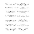 © Borsha - Set of Vintage decorative lines. text dividers. Line border. Lines separators, Borders, Vintage dividers, Underline elements. Divider set vector. Vector illustration.Line dividers.