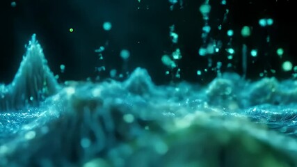 Poster - Abstract Blue Green Data Streams Against Dark Background Artificial Intelligence Rendered Digital Art With Abstract Visuals and Dynamic Light Effects