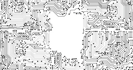 Poster - microchip technology background. abstract circuit, digital electronics scheme texture. hardware moth