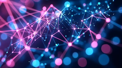 Poster - Futuristic Digital Network and Data Connections Visualized with Neon Lights
