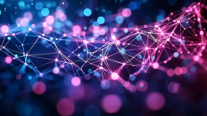 Poster - Vivid Digital Network Visuals with Connected Lights and Bokeh Effects