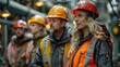 © Pinklife - A group of focused workers in protective gear observing operations at an industrial site, emphasizing teamwork, safety, and professionalism in the modern workplace environment.